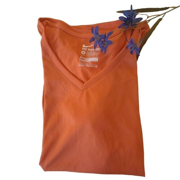 Nike Tee Womens Orange Dri Fit Short Sleeved T Shirt - Picture 4 of 9